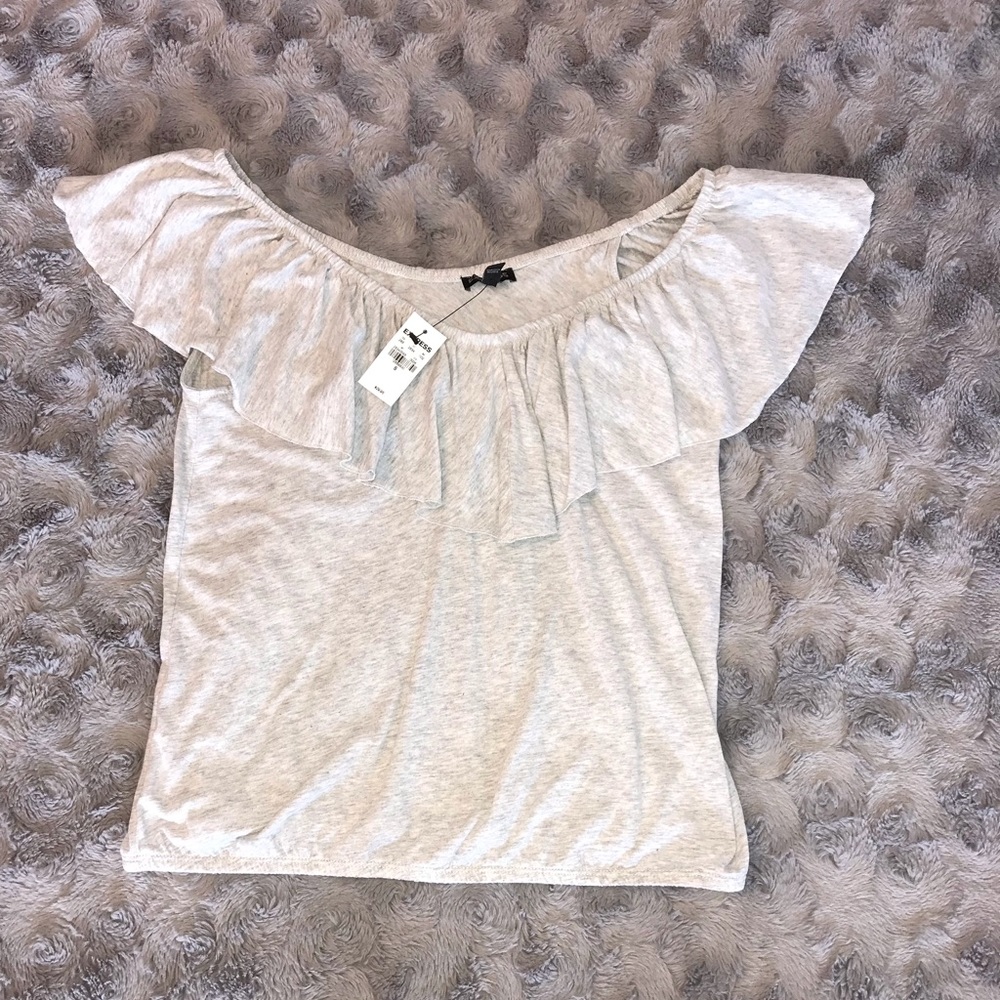 NWT Express off the Shoulder Shirt with Ruffles